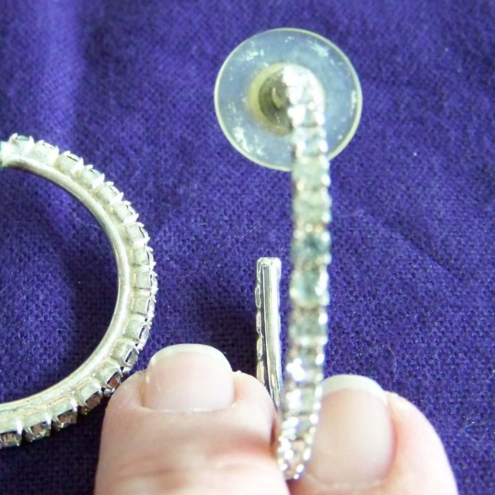 Clear Jeweled Hoop Earrings - Picture 2 of 2